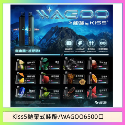 WAGOO哇酷Kiss5 6500口拋棄式 | 自由混搭雙口味 | 雙芯組合